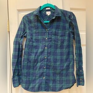 J. Crew blue and green plaid top, Size xs